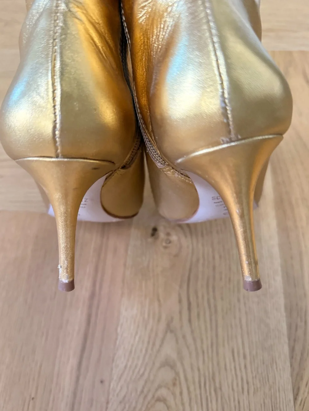 Schutz Metallic Gold Ankle Boots with Side Zip